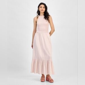 AND NOW THIS WOMEN'S CHECKERED TEXTURE HALTER MAXI DRESS SIZE MEDIUM NWT